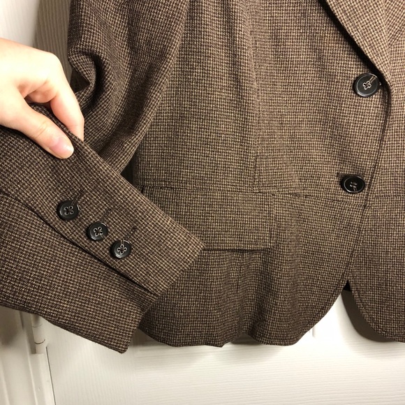 Rafaella Tweed Two Button Peplum Blazer Brown and Black 12P - Picture 4 of 10